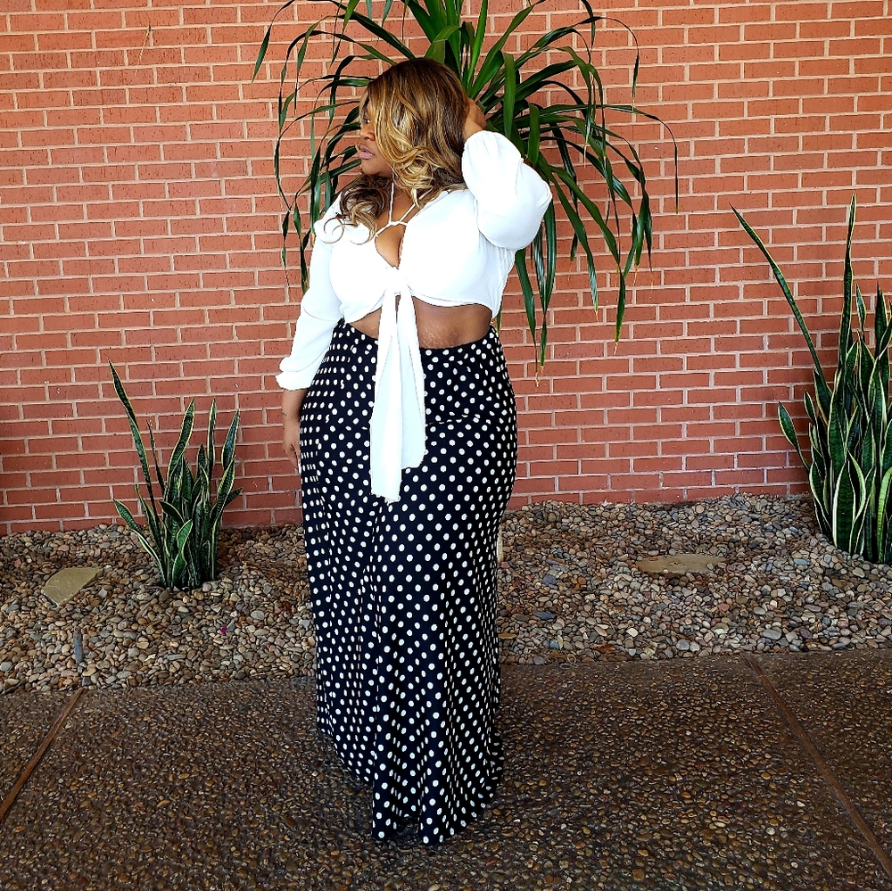 Black and white polka dot skirt